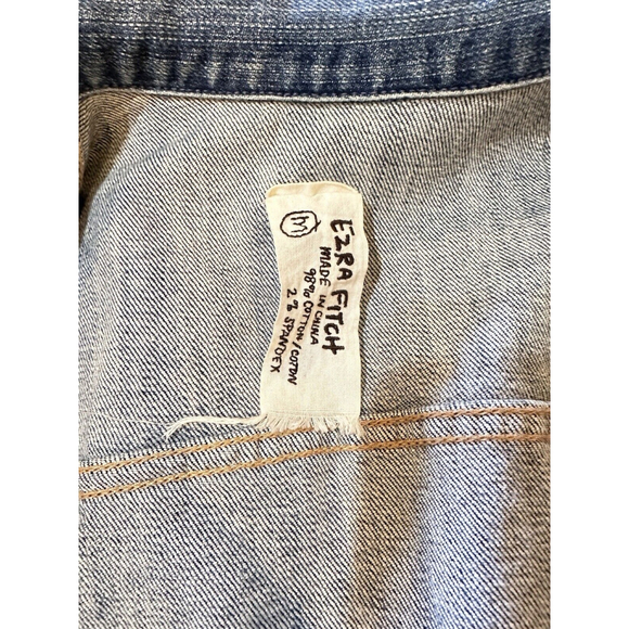 Ezra Fitch Medium Blue Distressed Denim Vest Jacket Grunge - Picture 5 of 8